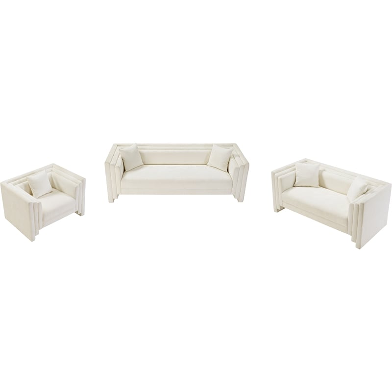Meridian Furniture Everett Cream Chenille Fabric Upholstered Chair