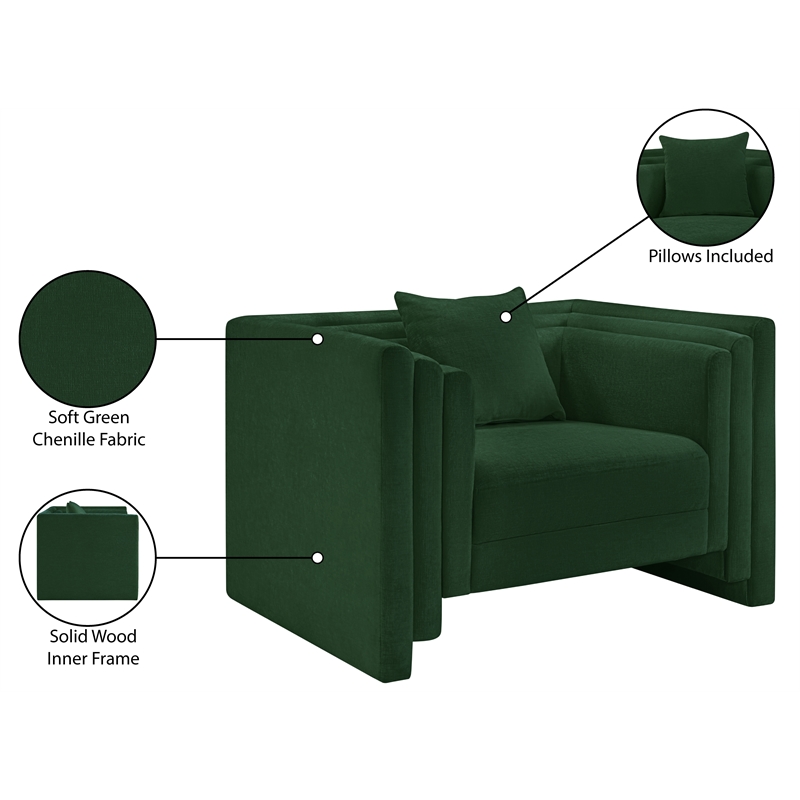 Meridian Furniture Everett Green Chenille Fabric Upholstered Chair