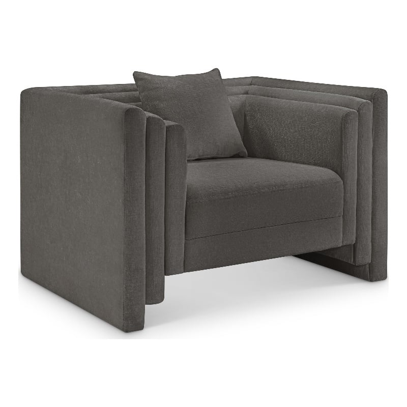Meridian Furniture Everett Grey Chenille Fabric Upholstered Chair