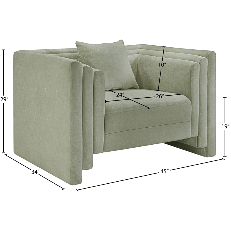 Meridian Furniture Everett Mint Chenille Fabric Upholstered Chair