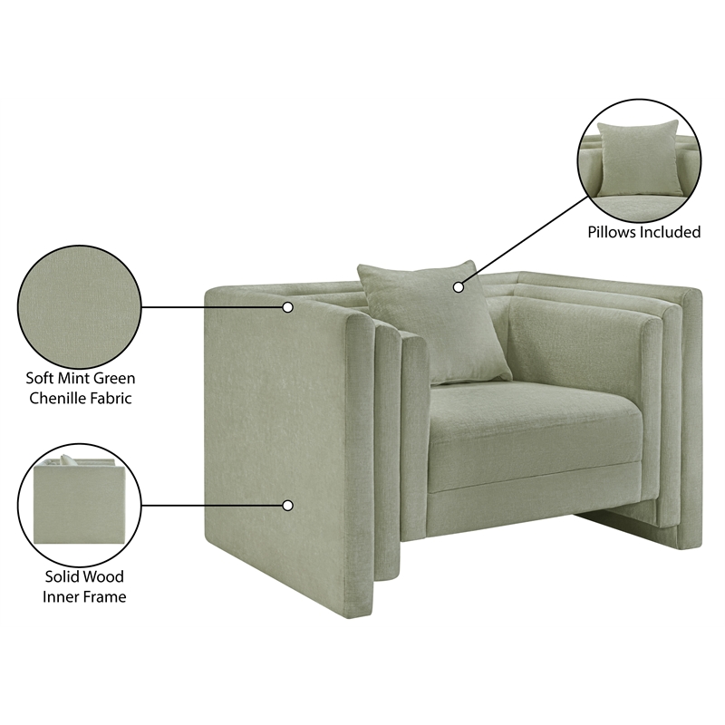 Meridian Furniture Everett Mint Chenille Fabric Upholstered Chair
