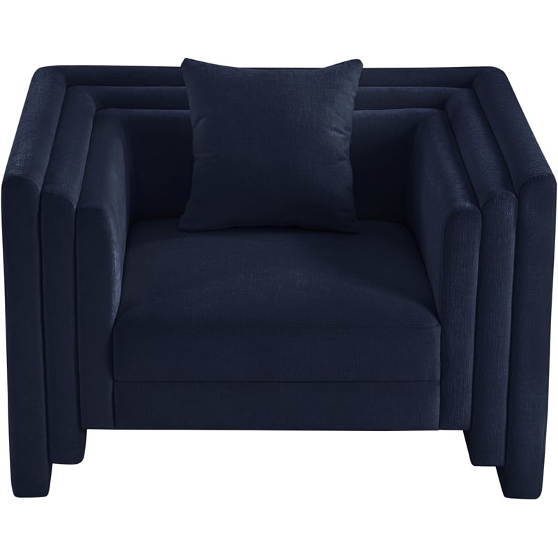 Meridian Furniture Everett Navy Chenille Fabric Upholstered Chair
