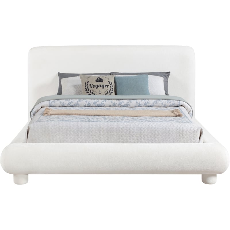 Meridian Furniture Blair Cream Chenille Fabric Upholstered King Bed