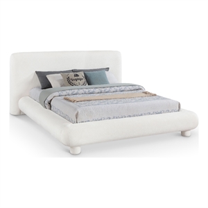 Meridian Furniture Blair Cream Chenille Fabric Upholstered King Bed