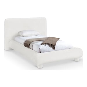 Meridian Furniture Blair Cream Chenille Fabric Upholstered Twin Bed