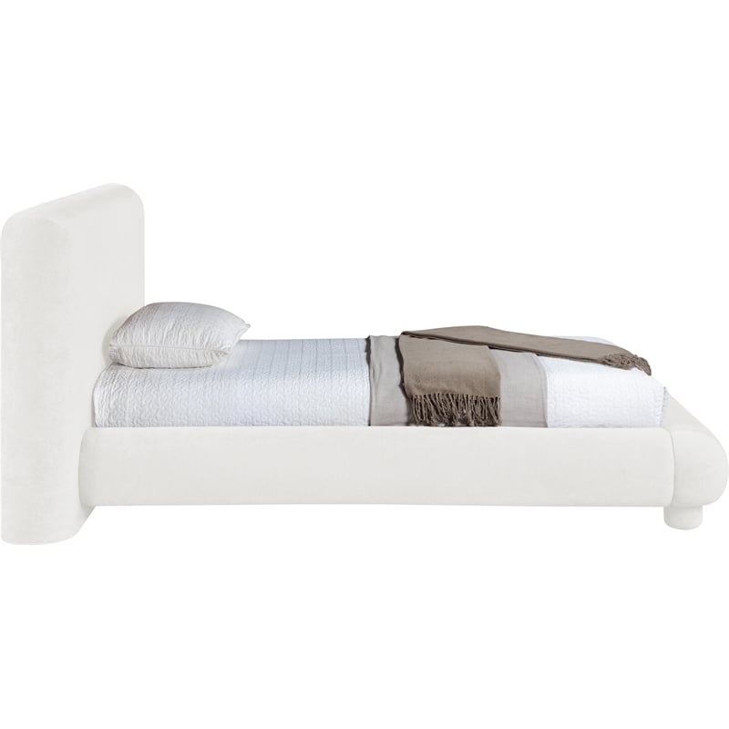 Meridian Furniture Blair Cream Chenille Fabric Upholstered Twin Bed