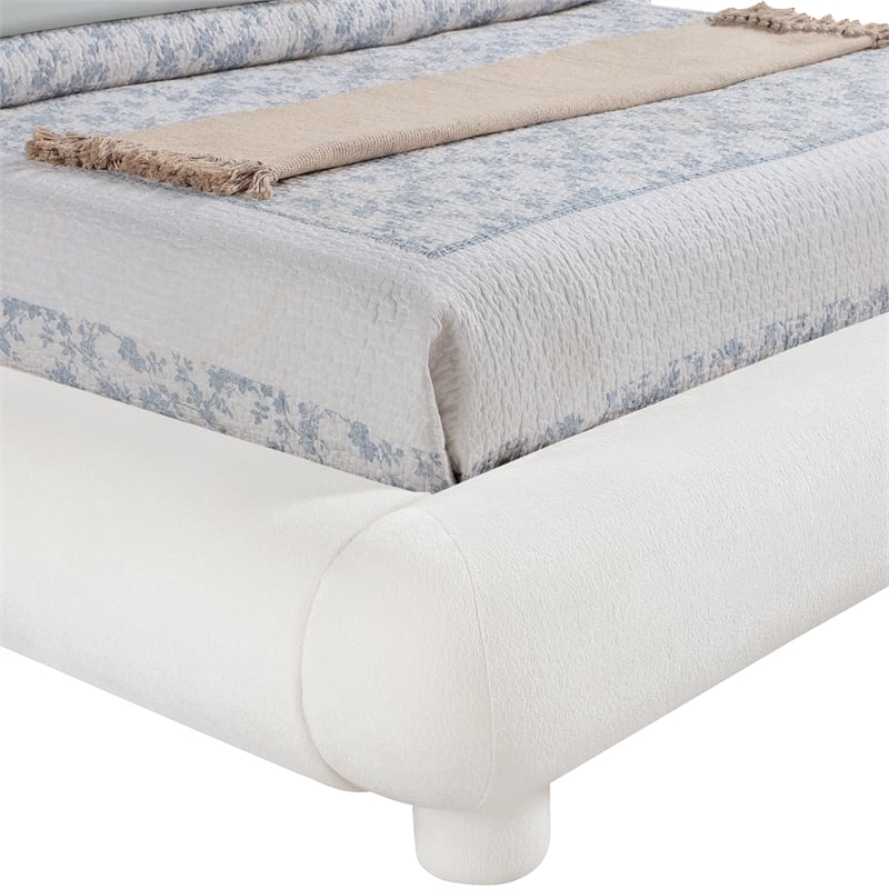 Meridian Furniture Blair Cream Chenille Fabric Upholstered Twin Bed