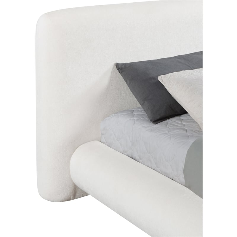 Meridian Furniture Blair Cream Chenille Fabric Upholstered Twin Bed