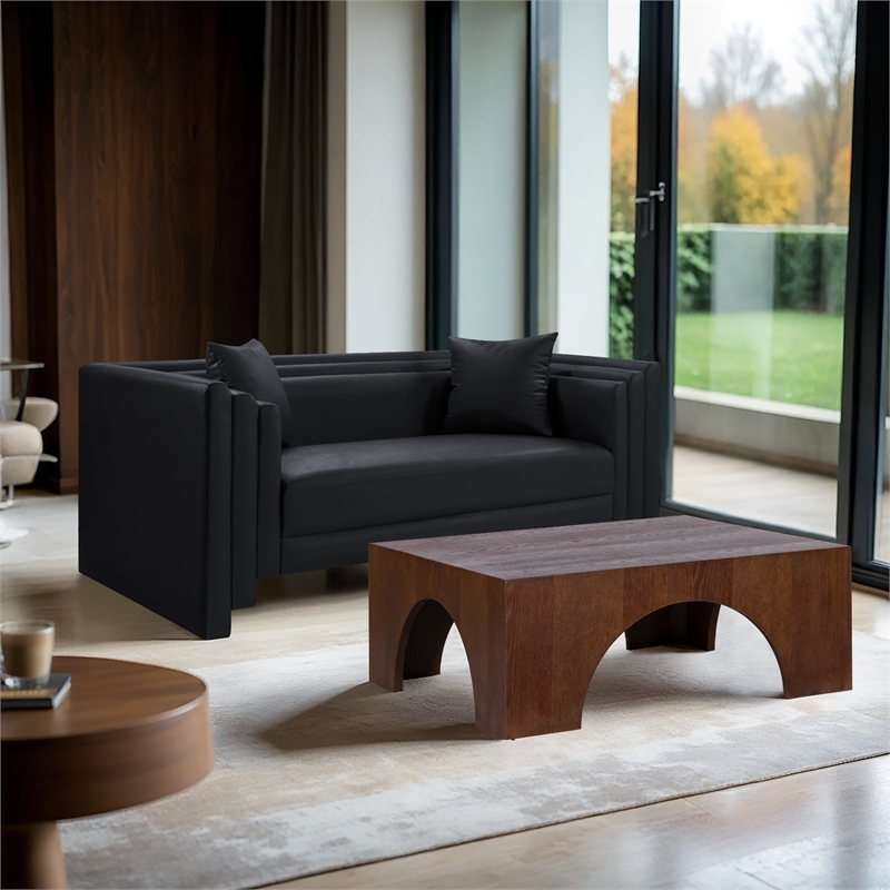 Meridian Furniture Everett Black Vegan Leather Upholstered Loveseat