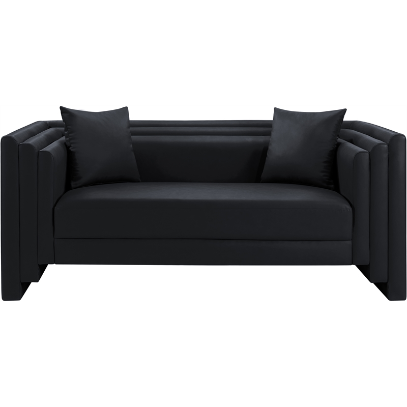 Meridian Furniture Everett Black Vegan Leather Upholstered Loveseat