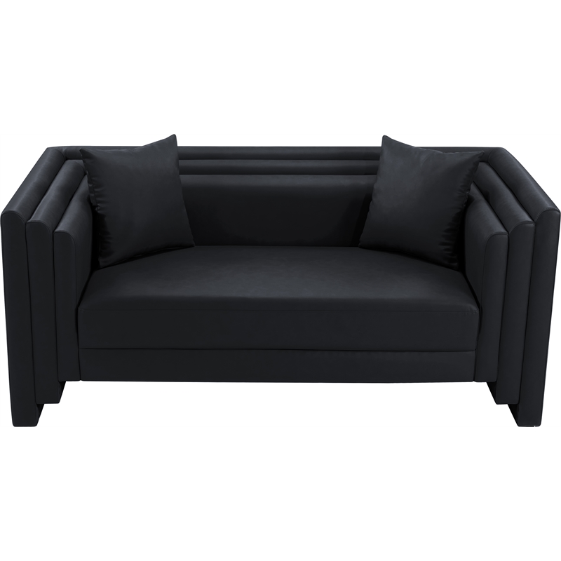 Meridian Furniture Everett Black Vegan Leather Upholstered Loveseat