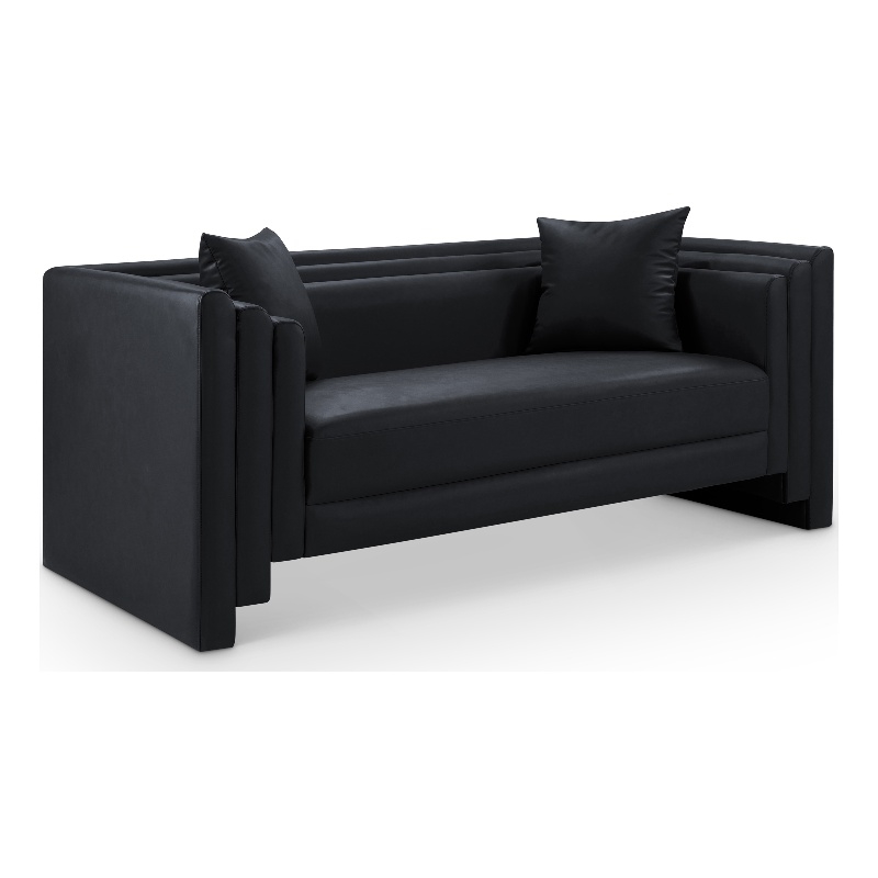 Meridian Furniture Everett Black Vegan Leather Upholstered Loveseat
