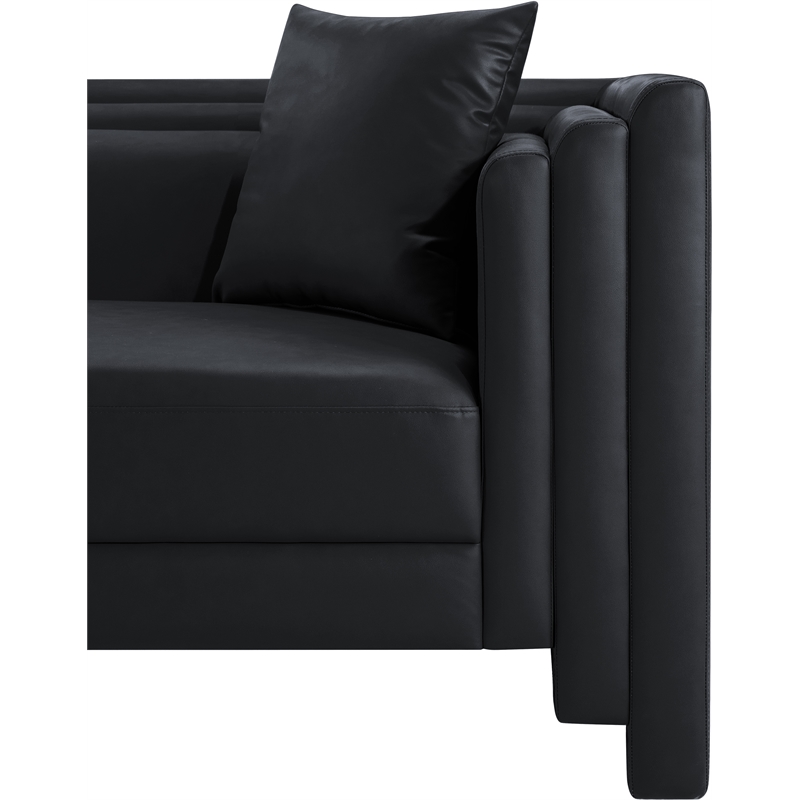 Meridian Furniture Everett Black Vegan Leather Upholstered Sofa