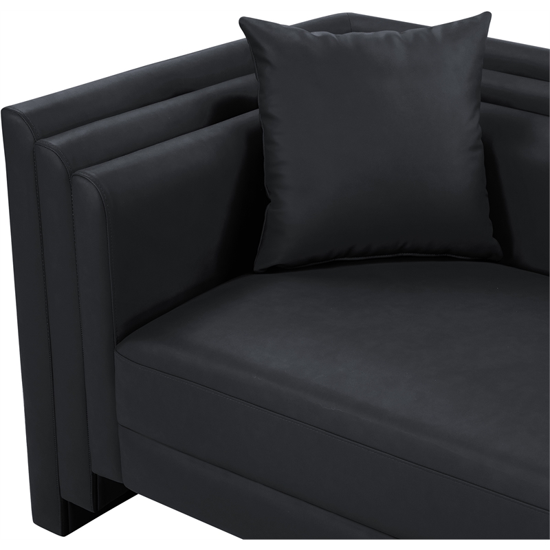 Meridian Furniture Everett Black Vegan Leather Upholstered Sofa