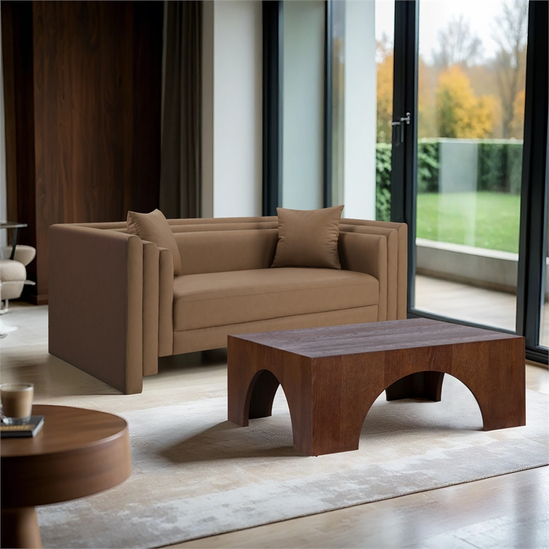 Meridian Furniture Everett Brown Vegan Leather Upholstered Loveseat