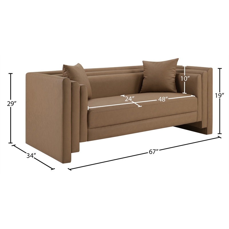 Meridian Furniture Everett Brown Vegan Leather Upholstered Loveseat