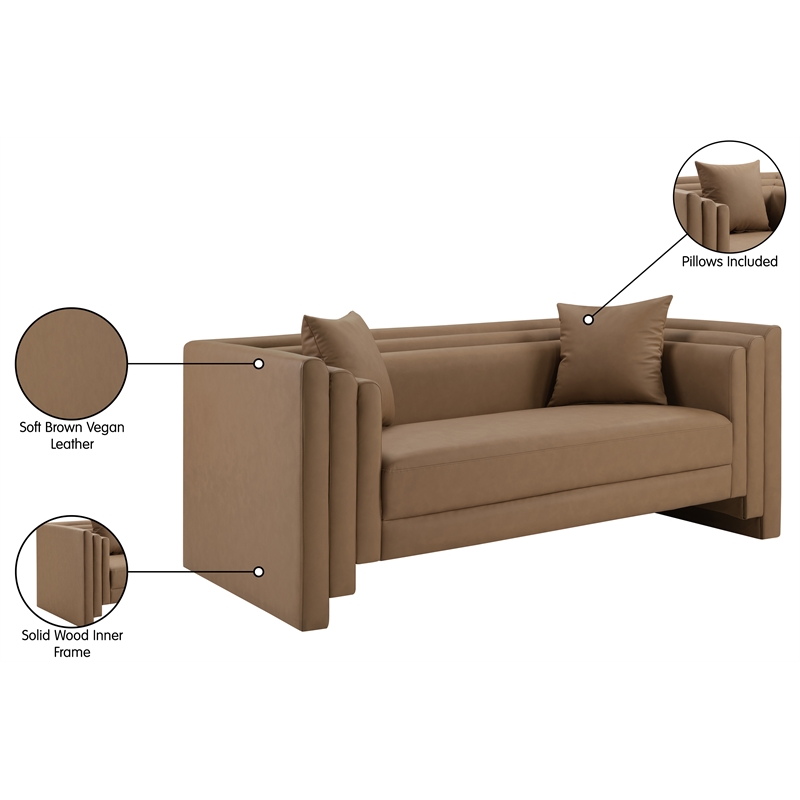 Meridian Furniture Everett Brown Vegan Leather Upholstered Loveseat