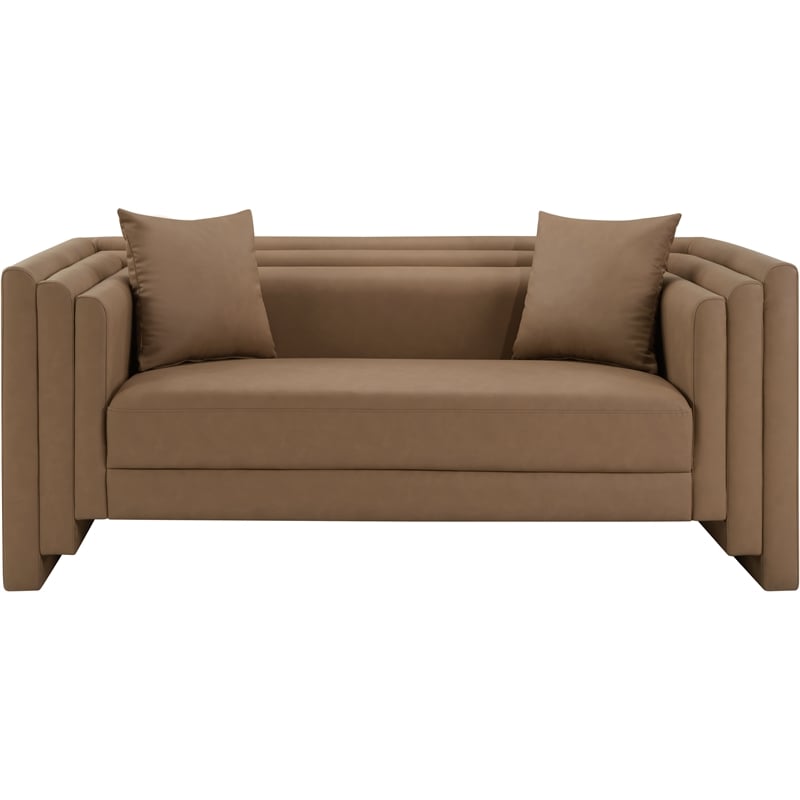 Meridian Furniture Everett Brown Vegan Leather Upholstered Loveseat