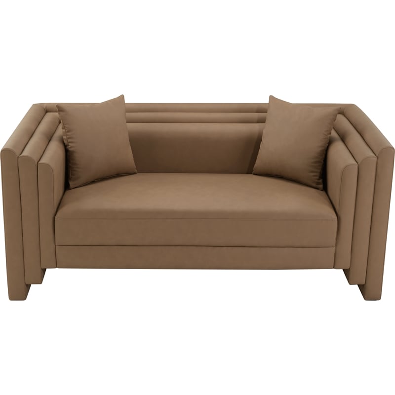 Meridian Furniture Everett Brown Vegan Leather Upholstered Loveseat