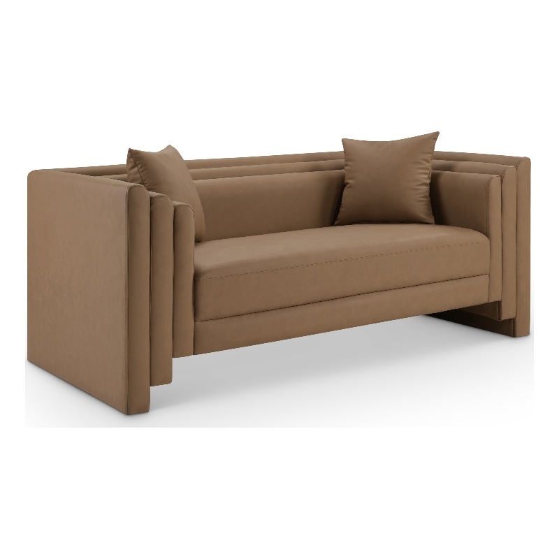 Meridian Furniture Everett Brown Vegan Leather Upholstered Loveseat