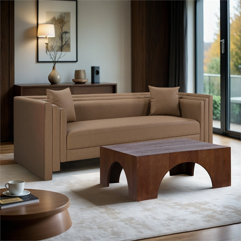 Meridian Furniture Everett Brown Vegan Leather Upholstered Sofa