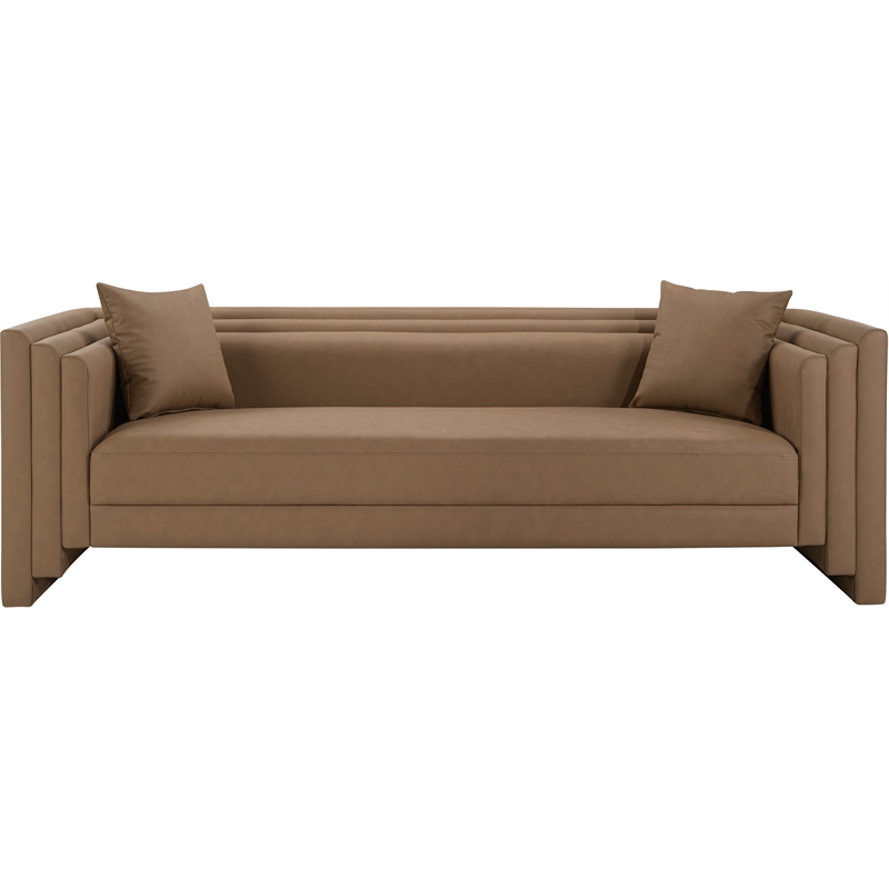 Meridian Furniture Everett Brown Vegan Leather Upholstered Sofa