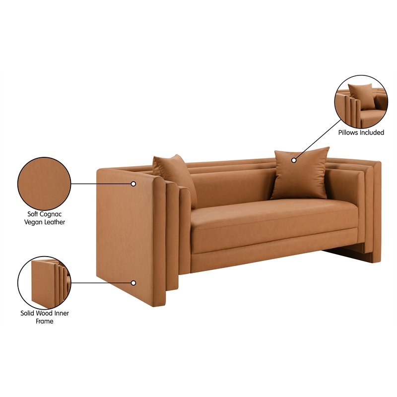 Meridian Furniture Everett Cognac Vegan Leather Upholstered Loveseat