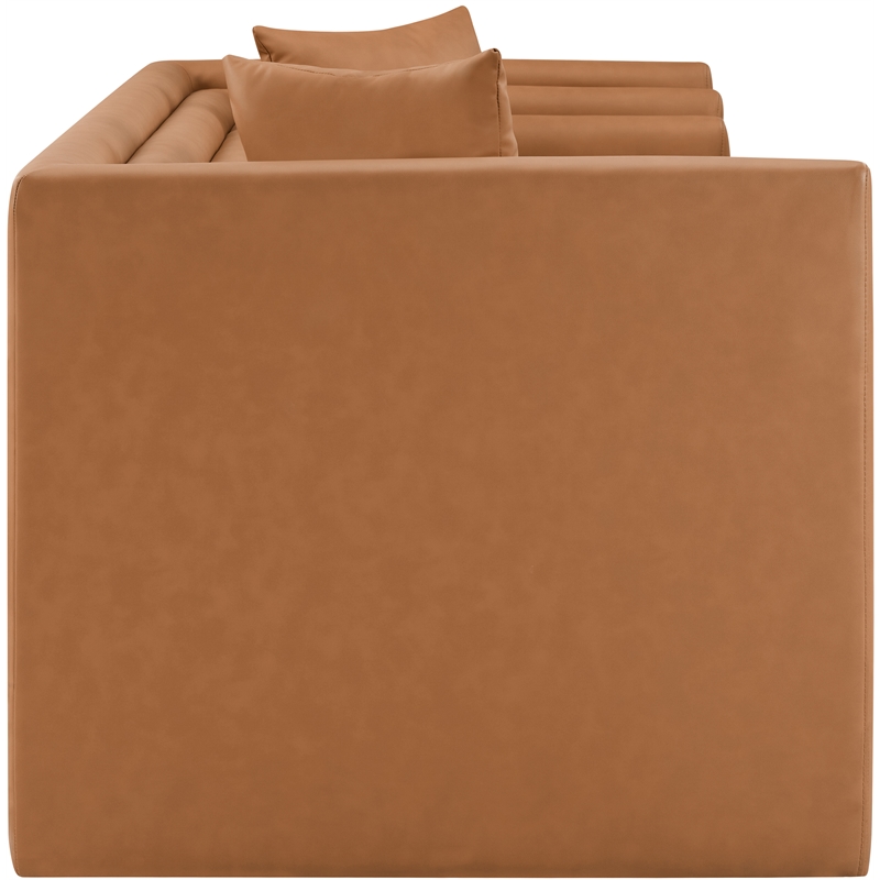 Meridian Furniture Everett Cognac Vegan Leather Upholstered Loveseat