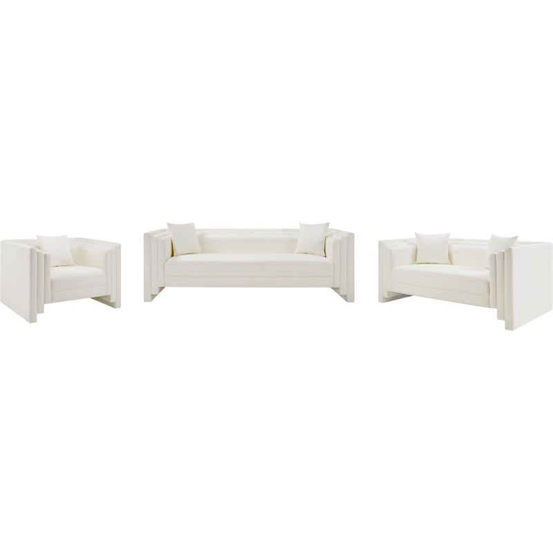 Meridian Furniture Everett Cream Vegan Leather Upholstered Loveseat