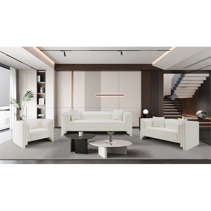 Meridian Furniture Everett Cream Vegan Leather Upholstered Loveseat