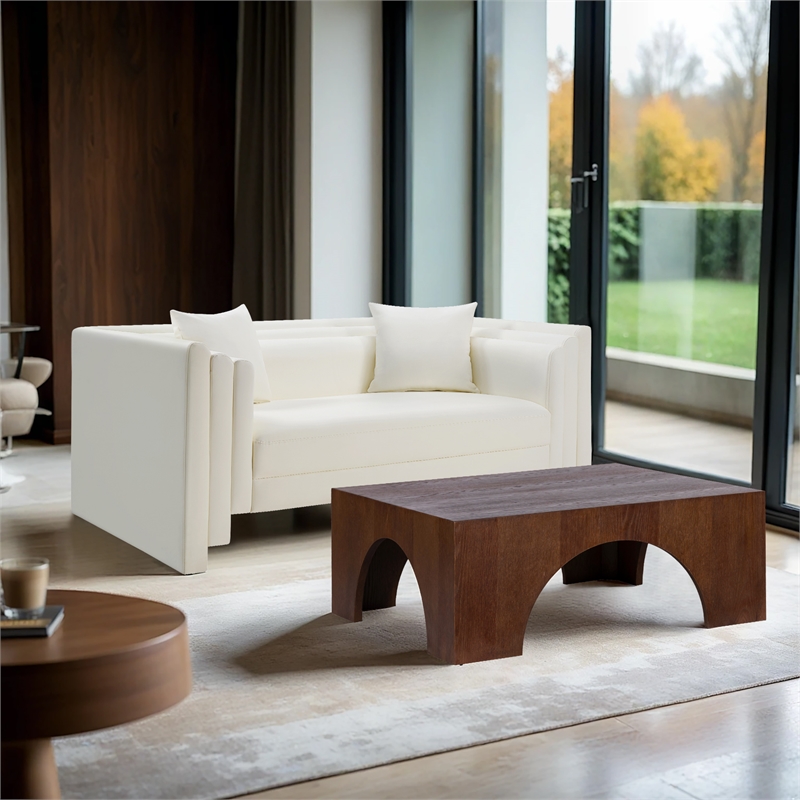 Meridian Furniture Everett Cream Vegan Leather Upholstered Loveseat