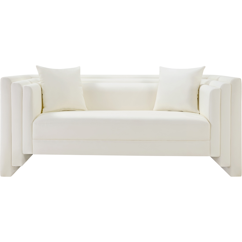 Meridian Furniture Everett Cream Vegan Leather Upholstered Loveseat