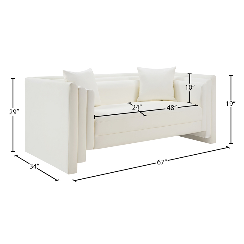 Meridian Furniture Everett Cream Vegan Leather Upholstered Loveseat