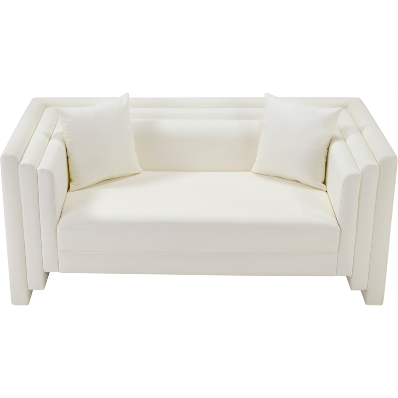 Meridian Furniture Everett Cream Vegan Leather Upholstered Loveseat
