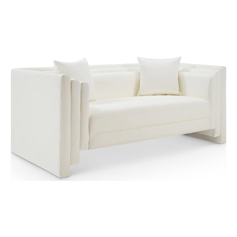 Meridian Furniture Everett Cream Vegan Leather Upholstered Loveseat