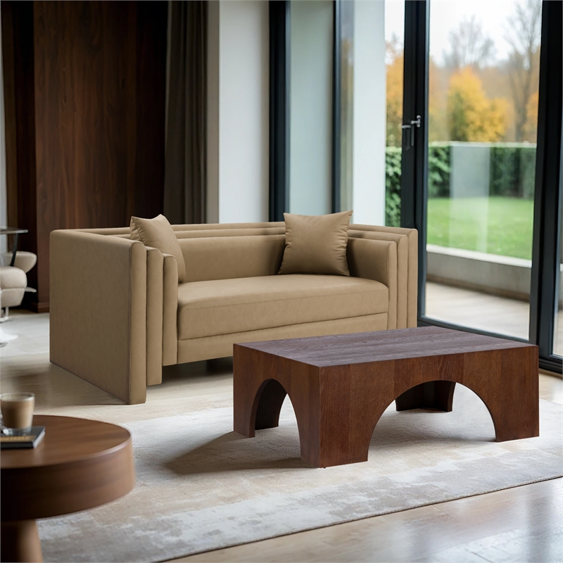 Meridian Furniture Everett Tan Vegan Leather Upholstered Loveseat