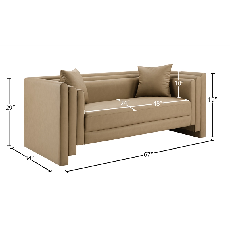 Meridian Furniture Everett Tan Vegan Leather Upholstered Loveseat