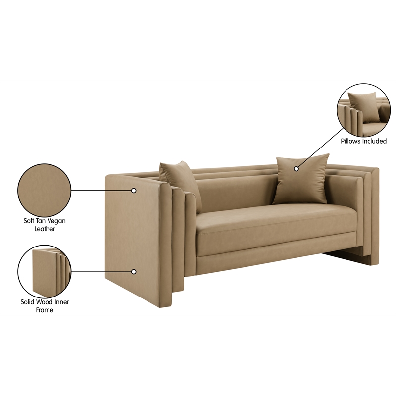 Meridian Furniture Everett Tan Vegan Leather Upholstered Loveseat