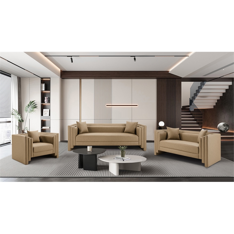 Meridian Furniture Everett Tan Vegan Leather Upholstered Loveseat