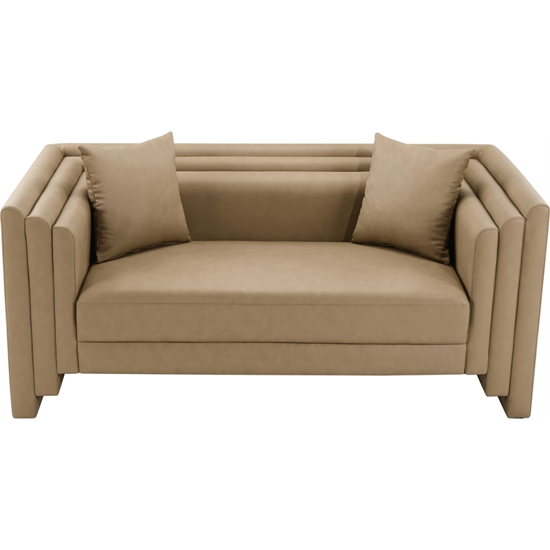 Meridian Furniture Everett Tan Vegan Leather Upholstered Loveseat