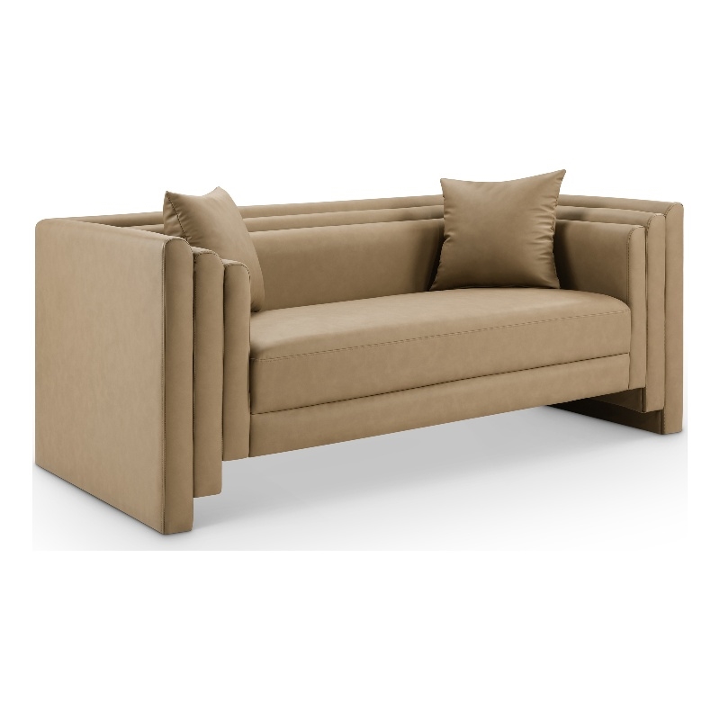 Meridian Furniture Everett Tan Vegan Leather Upholstered Loveseat