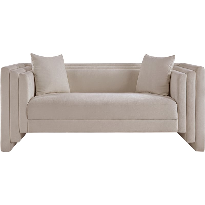 Meridian Furniture Everett Beige Chenille Fabric Upholstered Loveseat