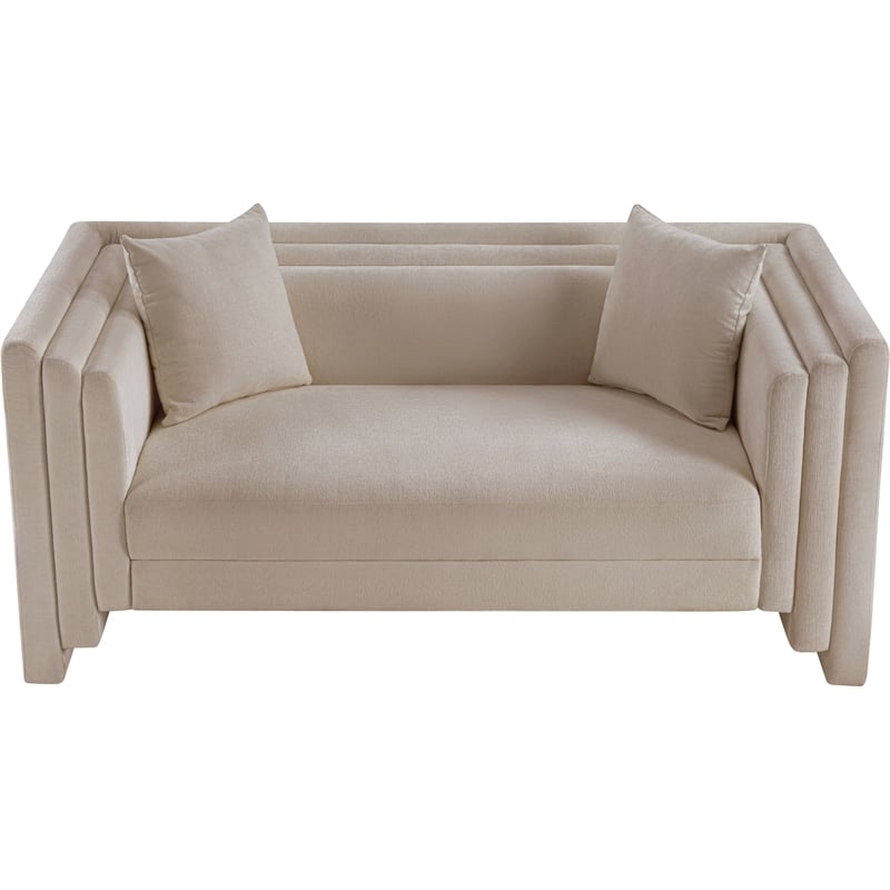 Meridian Furniture Everett Beige Chenille Fabric Upholstered Loveseat
