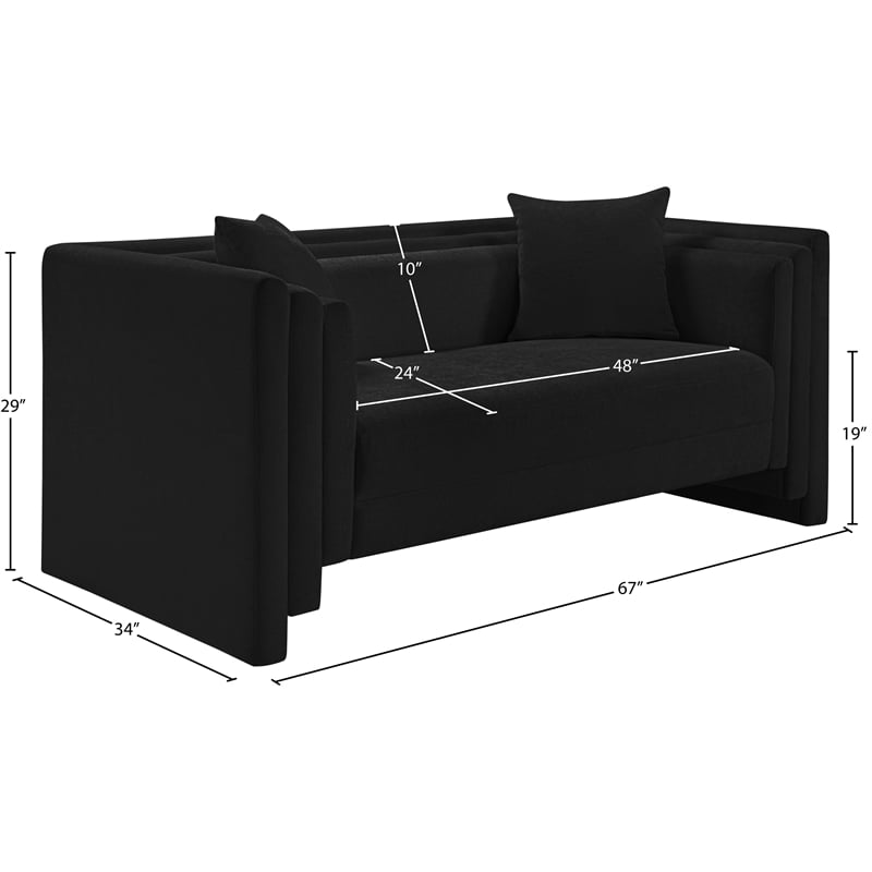 Meridian Furniture Everett Black Chenille Fabric Upholstered Loveseat