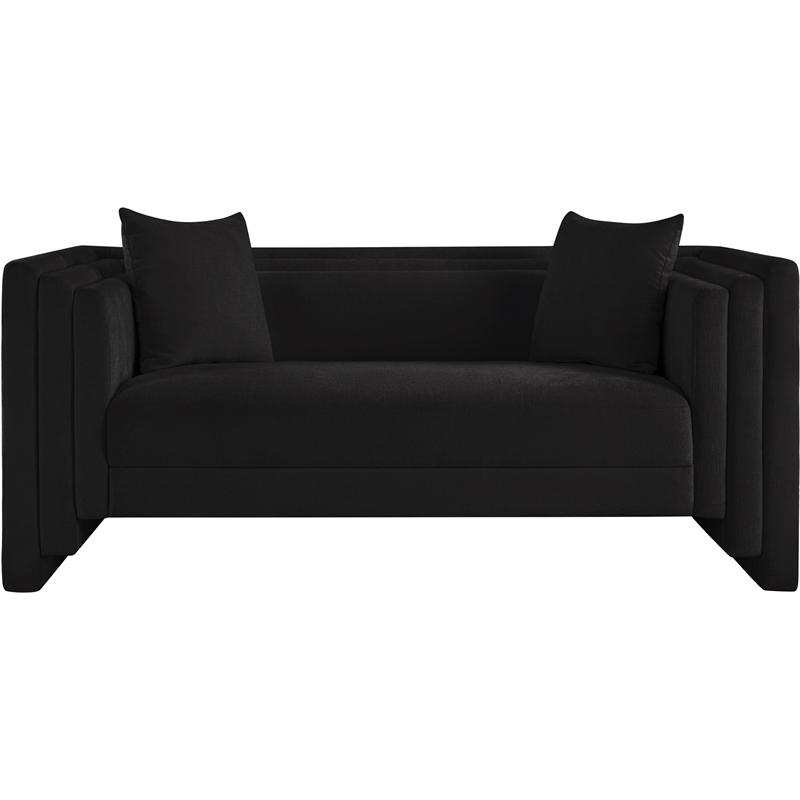 Meridian Furniture Everett Black Chenille Fabric Upholstered Loveseat