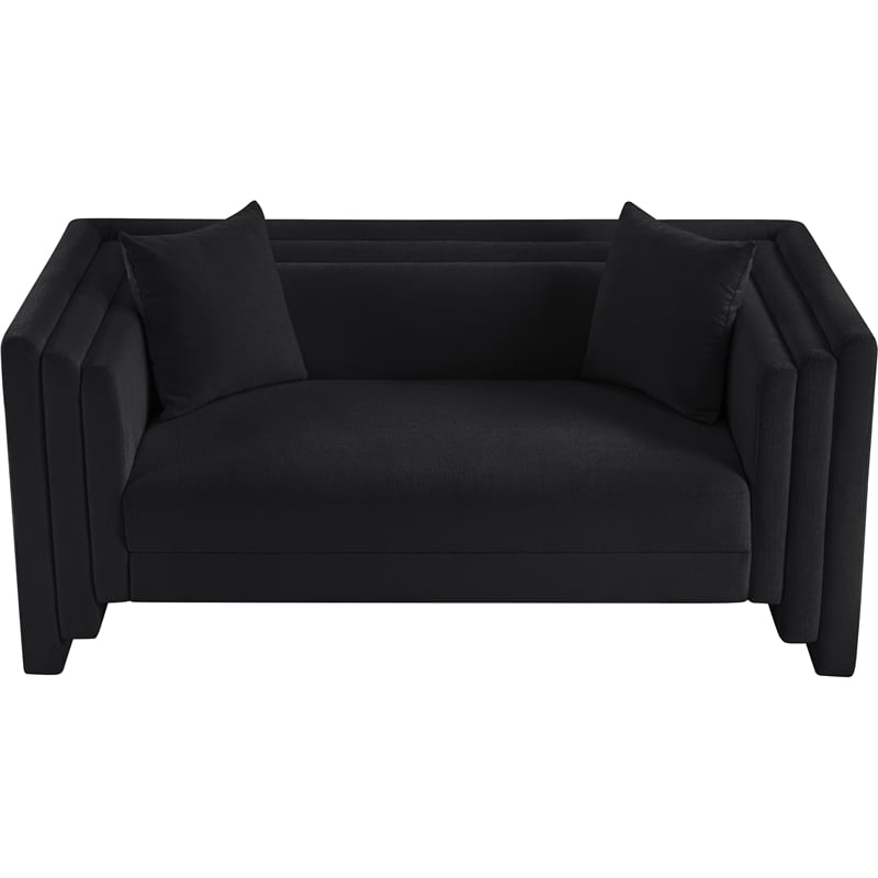 Meridian Furniture Everett Black Chenille Fabric Upholstered Loveseat