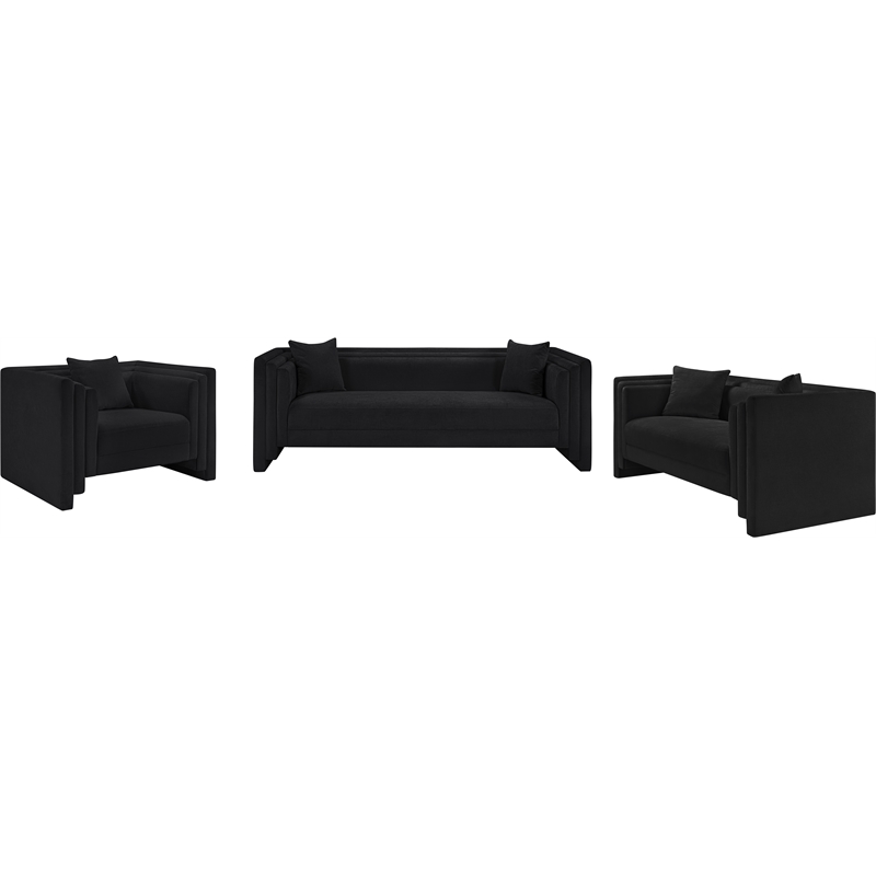 Meridian Furniture Everett Black Chenille Fabric Upholstered Loveseat