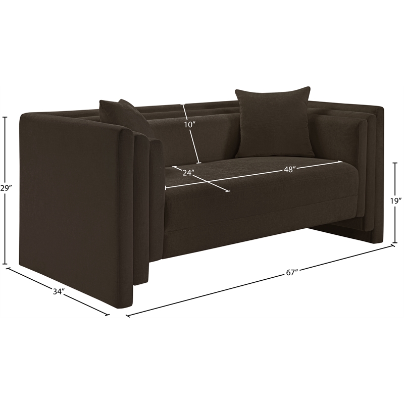 Meridian Furniture Everett Brown Chenille Fabric Upholstered Loveseat