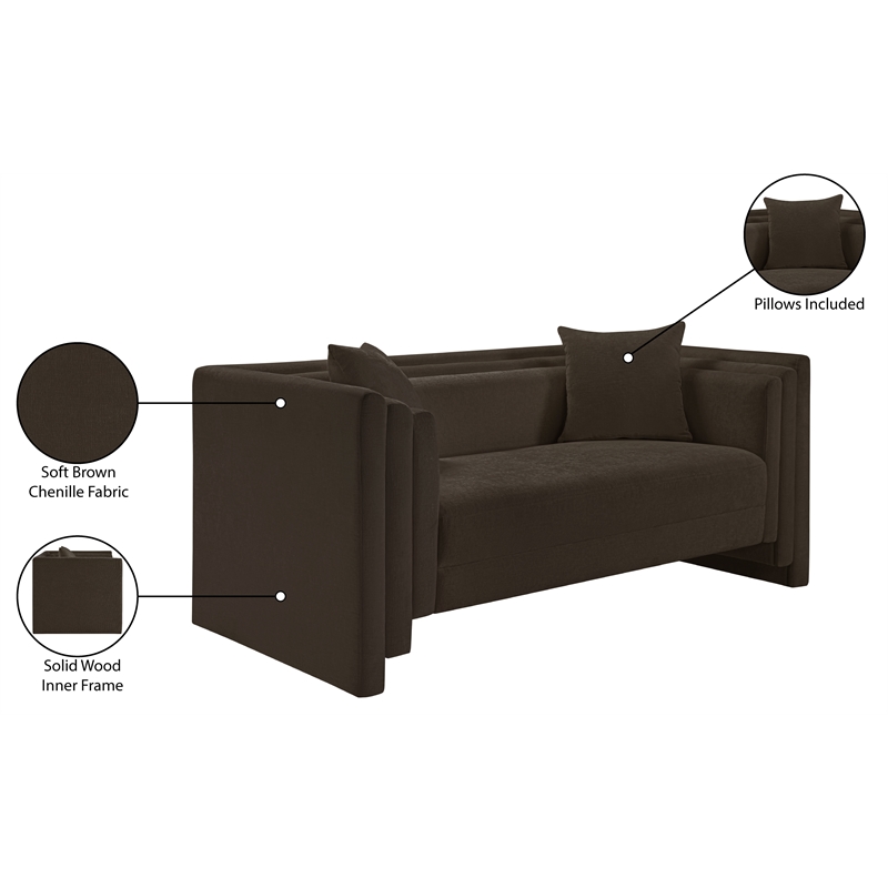 Meridian Furniture Everett Brown Chenille Fabric Upholstered Loveseat