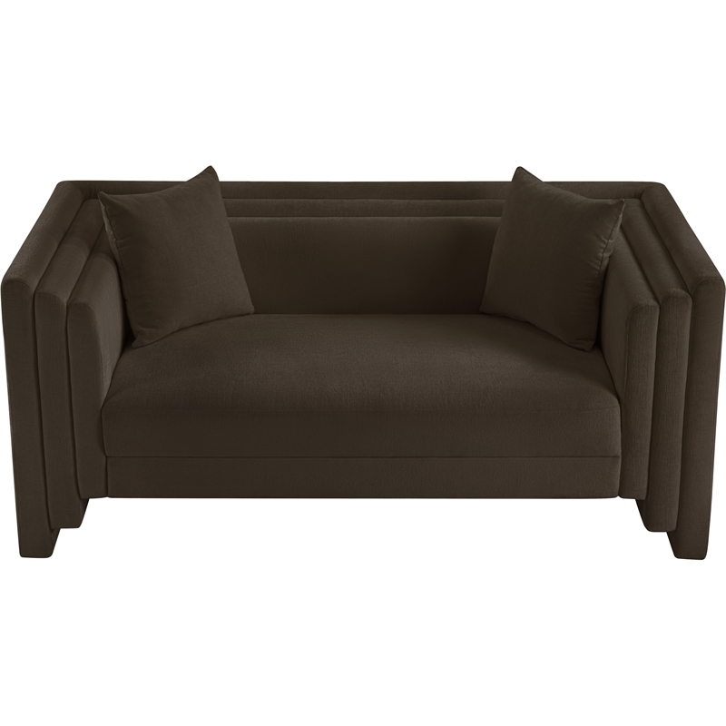 Meridian Furniture Everett Brown Chenille Fabric Upholstered Loveseat
